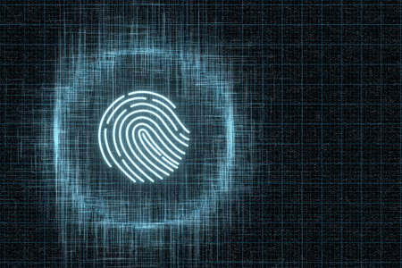 Fingerprint identification concept, technological background, 3d rendering. Computer digital...