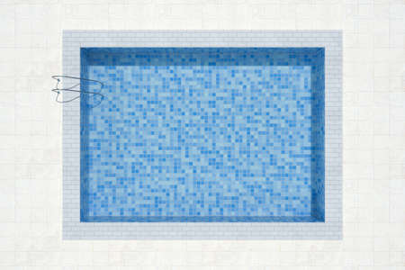 A swimming pool on a clear day, 3d rendering. Computer digital drawing.