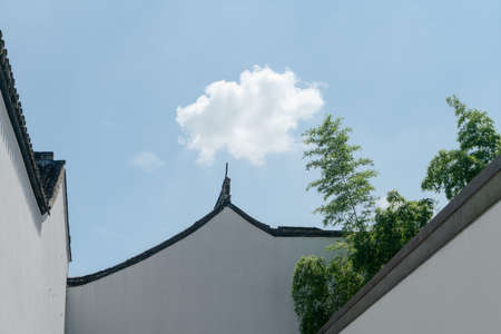 Ancient walls in Suzhou, China, in a cloudy day.のeditorial素材