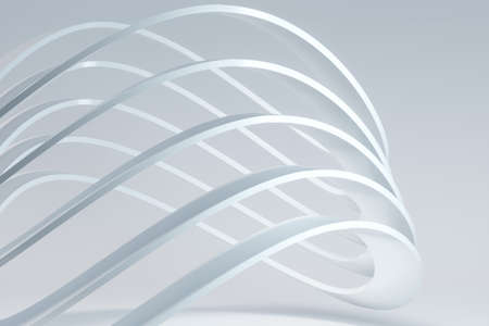 White curve geometry with white background, 3d rendering. Computer digital drawing.