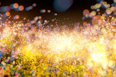 Glowing shiny sparkles with black background, 3d rendering. Computer digital drawing.の写真素材