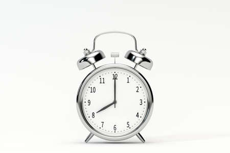 Classic alarm clock, concept of time, 3d rendering. Computer digital drawing.