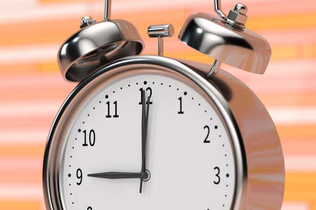 Classic alarm clock, concept of time, 3d rendering. Computer digital drawing.