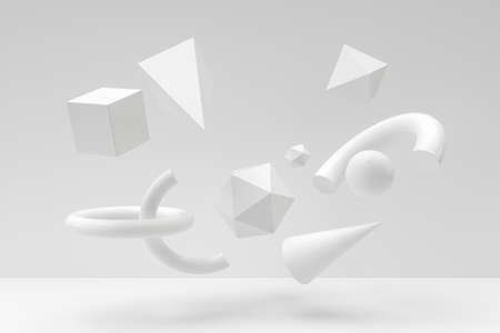 Floating geometries, creative background, 3d rendering. Computer digital drawing.