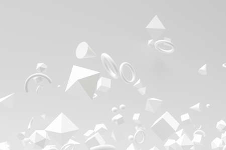 Floating geometries, creative background, 3d rendering. Computer digital drawing.