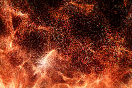 Red flowing particles, abstract background, 3d rendering. Computer digital drawing.