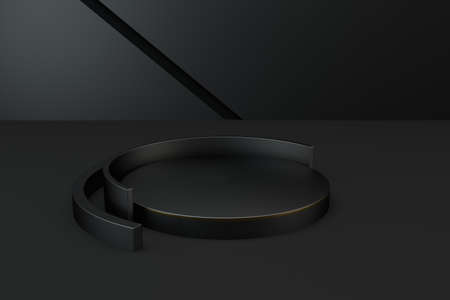 Empty round showcase, product presentation background, 3d rendering. Computer digital drawing.の写真素材