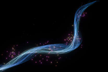 Flowing glowing neon lines with black background, 3d rendering. Computer digital drawing.