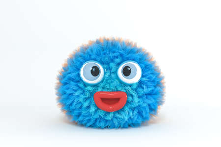 Hairy cartoon character with white background, 3d rendering. Computer digital drawing.の写真素材