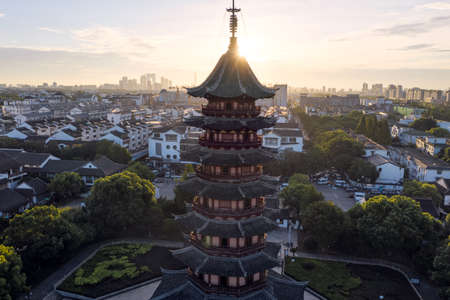 Old-town district, classic vintage architecture. Photo in Suzhou, China.の写真素材