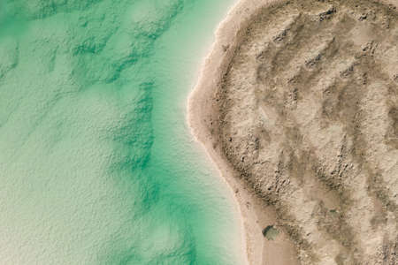 Aerial of salt lakes, natural landscape. Photo in Qinghai, China.の写真素材