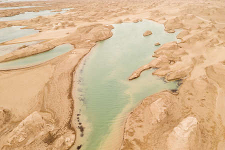 Wind erosion terrain landscape, yardang landform. Photo in Qinghai, China.の写真素材