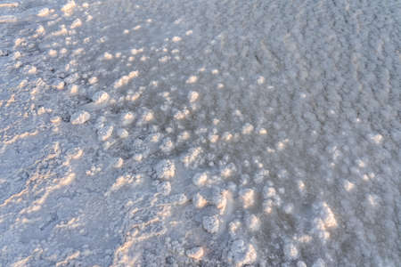 Details of salt crystals by the salt lake. Photo in Qinghai, China.