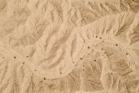 Dryness land with erosion terrain, geomorphology background. Photo in western China