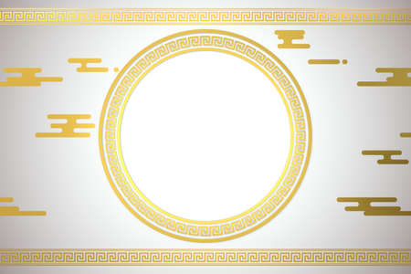 Chinese style golden background, festival decoration, 3d rendering. Computer digital drawing.の写真素材