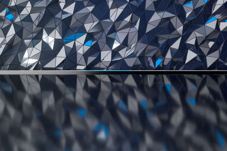 Empty metal floor with triangle background, 3d rendering. Computer digital drawing.の写真素材