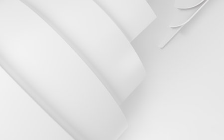 Blank white curved background, futuristic space, 3d rendering. Computer digital drawing.の写真素材