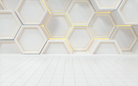 Hexagon geometric background, technology concept, 3d rendering. Computer digital drawing.の写真素材