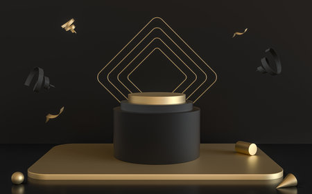 Empty creative stage, object podium, 3d rendering. Computer digital drawing.の写真素材