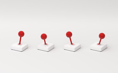 Game hand control, joystick equipment, 3d rendering. Computer digital drawing.の写真素材