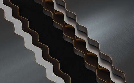 Empty floor with wave pattern, 3d rendering. Computer digital drawing.