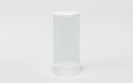 Empty glass showcase, 3d rendering. Computer digital drawing.の写真素材