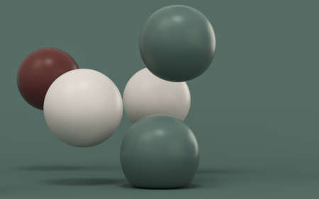 Bouncing soft balls with green background, 3d rendering. Computer digital drawing.