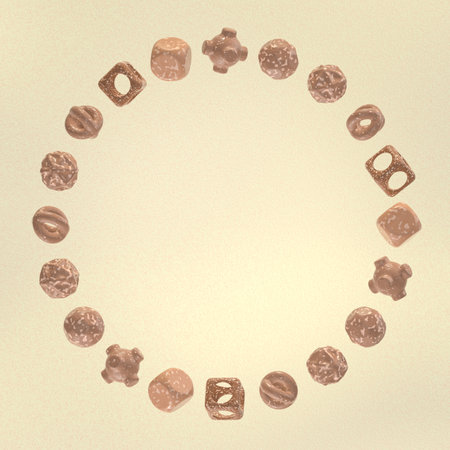 Chocolate biscuits with different shapes, 3d rendering. Computer digital drawing.の写真素材