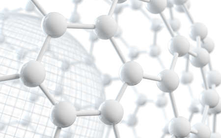 Biochemistry scientific node, molecular connection, 3d rendering. Computer digital drawing.