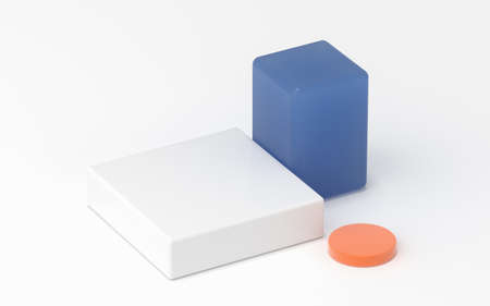 Empty object cubes with white background, 3d rendering. Computer digital drawing.