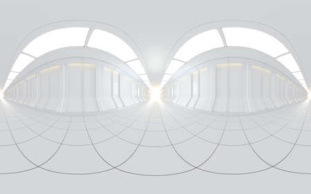 White science fiction tunnel, 3d rendering. Computer digital drawing.