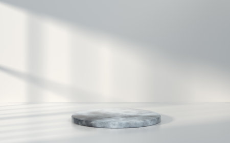 Empty stage with white background indoor, 3d rendering. Computer digital drawing.の写真素材