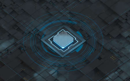 Black technological cubes, 3d rendering. Computer digital drawing.