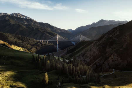 The bridge between the mountains. Shot in xinjiang, China.