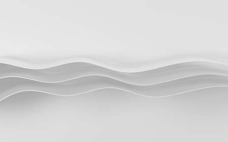 Curved white geometry with white background, 3d rendering. Computer digital drawing.
