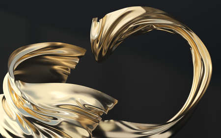 Flowing clothes with black background, 3d rendering. Computer digital drawing.の写真素材