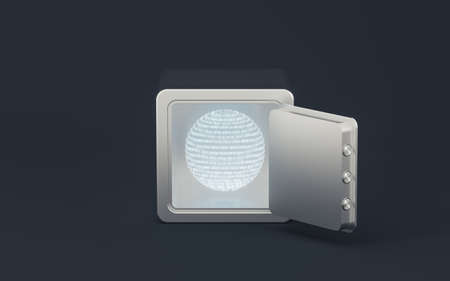 Safe box with dark background, 3d rendering. Computer digital drawing.