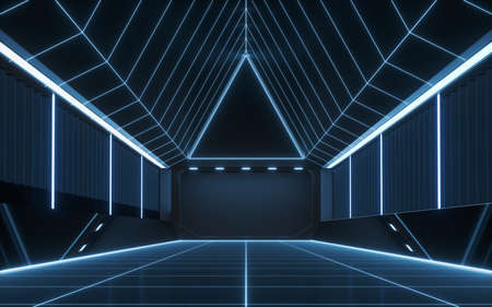 The black empty room, 3d rendering. Computer digital drawing.