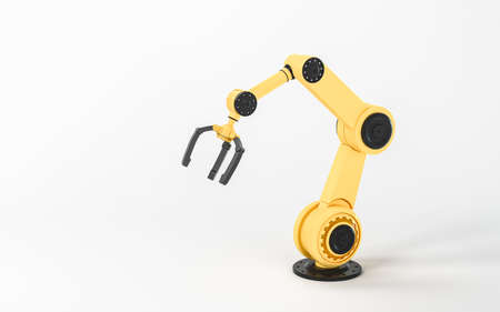Mechanical arm with white background, 3d rendering. Computer digital drawing.の写真素材