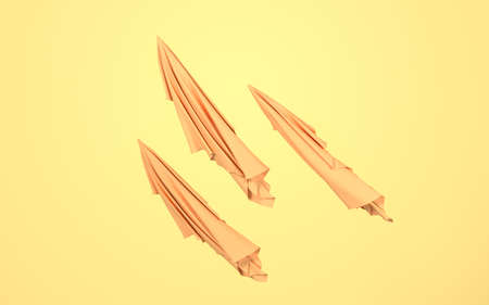 Flowing cloth with yellow background, 3d rendering. Computer digital drawing.の写真素材