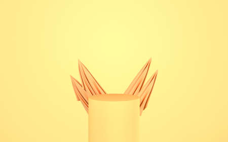 Flowing cloth with yellow background, 3d rendering. Computer digital drawing.の写真素材