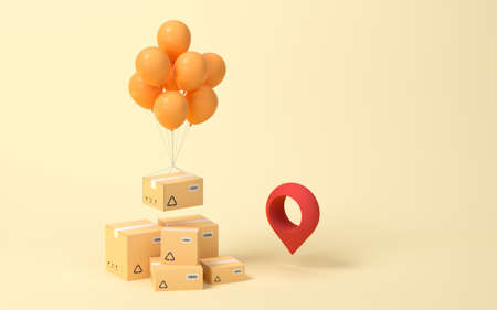 Recyclable boxes and logistics transportation, 3d rendering. Computer digital drawing.の写真素材