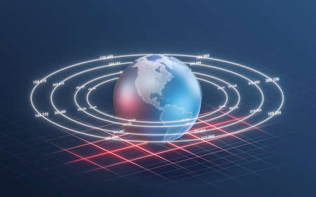 Big data and the earth, information technology concept, 3d rendering. Computer digital drawing.の写真素材