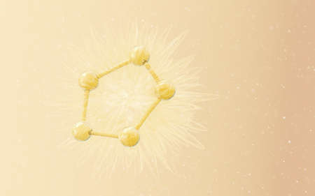 Cell structure with golden background, 3d rendering. Computer digital drawing.