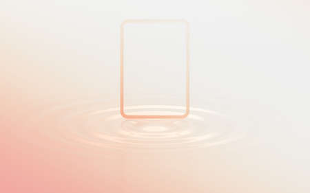 Gradient water surface and frame, 3d rendering. Computer digital drawing.の写真素材