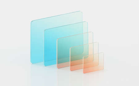Gradient glass with white background, 3d rendering. Computer digital drawing.の写真素材