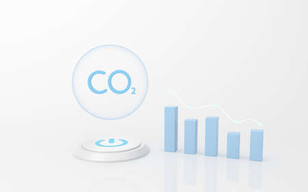 Carbon emissions and bar chart, 3d rendering. Computer digital drawing,の写真素材