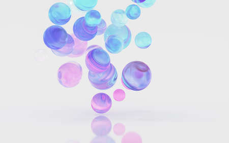 Gradient glass ball with white background, 3d rendering. Computer digital drawing.の写真素材