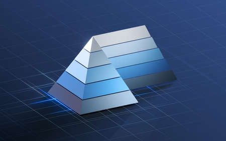 Pyramid graphics and data analysis, 3d rendering. Computer digital drawing.の写真素材