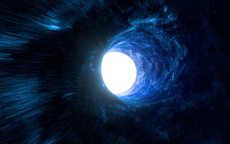 Wormholes and glowing tunnels, 3d rendering. Computer digital drawing.の写真素材
